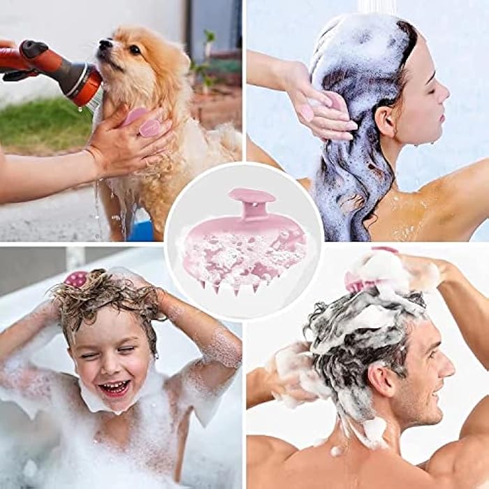 Bsisme Hair Brush, Scalp Massager and Shampoo Brush Scrubber, Soft Silicone Bristles for Wet and Dry Hair, Professional Hair Brush, Anti-Dandruff Brush & Hair Massager (Normal Pink) - Image 5